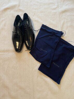 Prada Black Leather Derby Size 10.5 NWT